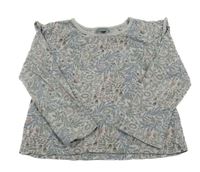 Šedé květované triko s volánky Next