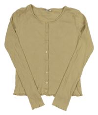 Béžové žebrované propínací crop triko Page one young