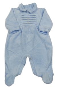 Světlemodrý sametový overal s límečkem 