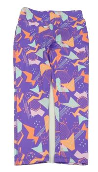 Fialovo-oranžovo-tyrkysové vzorované crop sportovní legíny Dunnes Stores