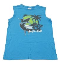 Modré tílko se surfařem a nápisem Pocopiano