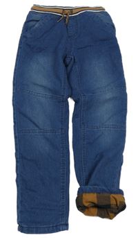 Tmavomodré podšité teplákové rifle s úpletovým pasem Kiki&Koko