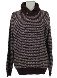 Pánský vínovo-bílý vzorovaný vlněný svetr se stojáčkem Burton 