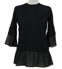 Dámský černý svetr s šifonovými volánky Next 