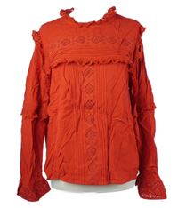 Dámská červená madeirová halenka s volánky M&S