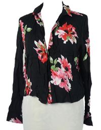 Dámská černá květovaná crop halenka H&M