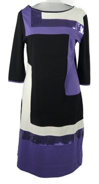 Dámské černo-fialovo-bílé kostkované šaty s flitry Bodyflirt 