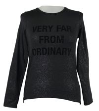 Dámské černé třpytivé thermo triko s nápisem Crush Denim 