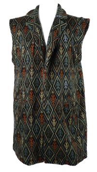 Dámský černo-barevný vzorovaný cardigán bez rukávů Norah  