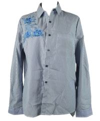 Dámská tmavomodro-bílá proužkovaná halenka s květy New Look 