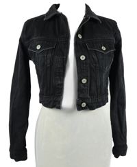 Dámská černá riflová crop bunda Pull&Bear 