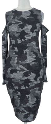 Dámské šedé army úpletové šaty s volnými rameny FB Sister 