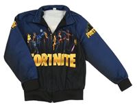 Tmavomodro-bílá sportovní propínací mikina s Fortnite