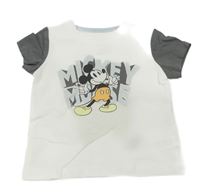 Bílo-šedé tričko s Mickey Mousem Disney