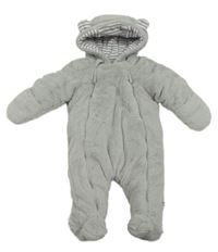 Světlešedá chlupatá zateplená kombinéza s kapucí Mamas&Papas