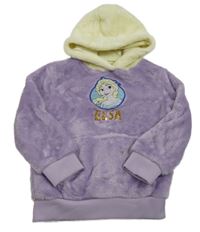 Fialovo-žlutá chlupatá mikia s Elsou a kapucí Disney