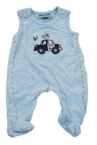 Světlemodré sametové dupačky s autem Topolino