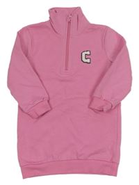 Růžové teplákové šaty s písmenem Topolino