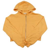 Oranžová propínací crop mikina s kapucí H&M