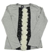 Šedé triko s krajkou 