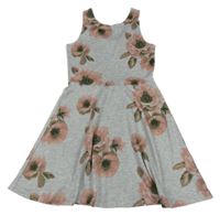 Šedé melírované šaty s květy H&M