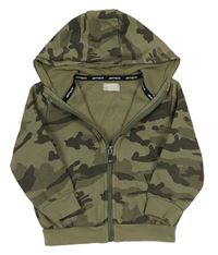 Khaki army propínací mikina s kapucí 