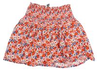 Červeno-modrá květovaná sukně Primark