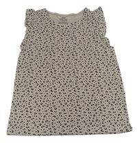Šedohnědé-černé vzorované tričko s volánky H&M