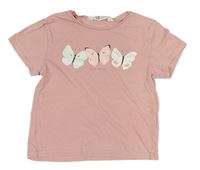 Růžové tričko s motýly H&M