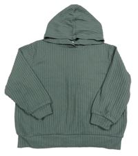Khaki úpletová žebrovaná mikina s kapucí H&M