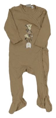 Hnědý overal se zvířaty 