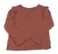 Vínové triko s volánky Next