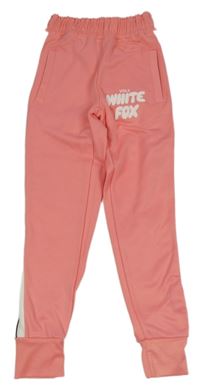 Korálové sportovní tepláky s pruhem White fox