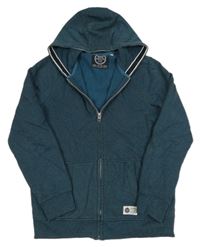 Tmavomodro-černá melírovaná propínací mikina s kapucí C&A