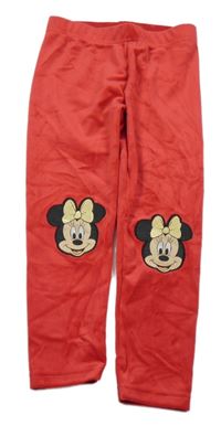 Červené plyšové legíny s Minnie Disney