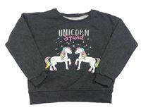 Tmavošedá mikina s jednorožci Primark