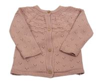 Starorůžový perforovaný propínací svetr Tu