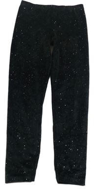 Černé plyšové třpytivé legíny Tu