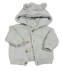 Světlešedý melírovaný propínací podšitý svetr s kapucí M&S