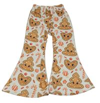 Bílé flare kalhoty s perníčky 