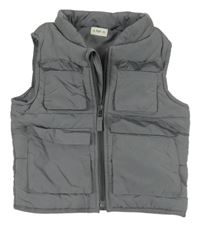 Šedá šusťáková zateplená vesta s kapsami F&F