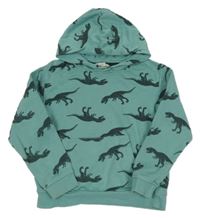 Zelená mikina s dinosaury a kapucí H&M