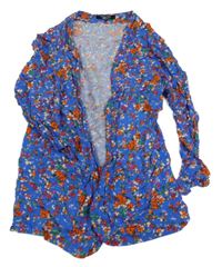 Modro-červený květovaný cardigan New Look 