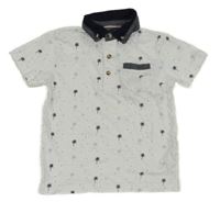 Bílé puntíkaté polo tričko s palmami Primark