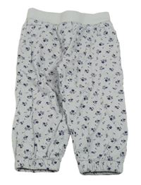 Šedé květované podšité manšestráky Lupilu