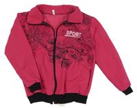 Fuchsiová propínací mikina s potiskem 