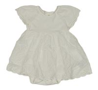 Bílé bavlněno/madeirové šaty s všitým body H&M