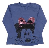 Modré triko s Minnie a flitry Disney