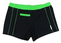 Černo-zelené nohavičkové plavky 