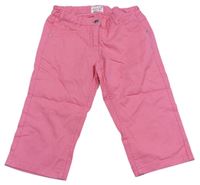 Růžové plátěné capri kalhoty Alive 